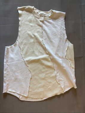 Rare/self all gender sz 5 cL Raw-Edge Sleeveless Top in White and cream NWOT